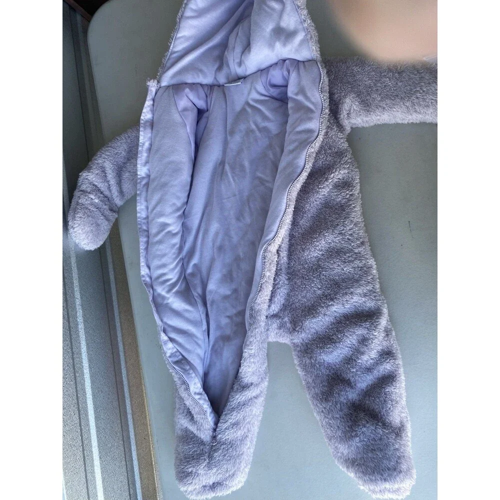 Koala Baby 18-24M Purple Cat Princess Pram Suit Plush Hooded Bunting Crown Fuzzy